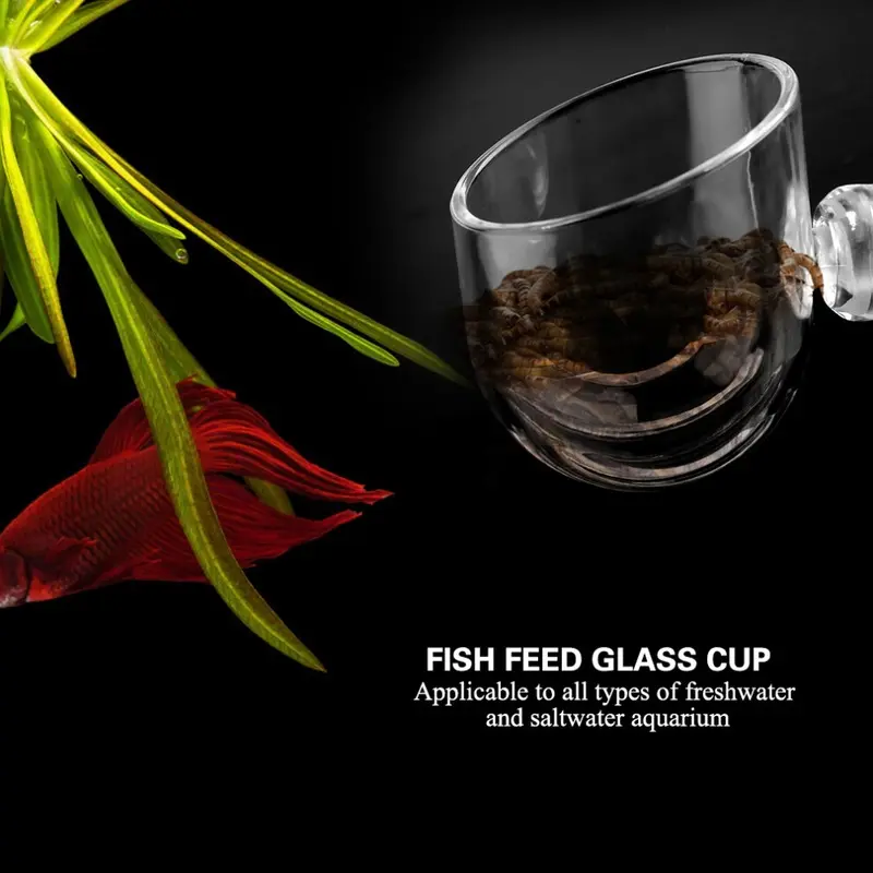 Red Transpatent Acrylic Feeding Cup Fish Worm Feeder Cups For Aquarium