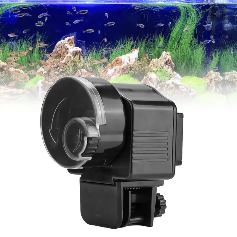 Black Home Aquarium Fish Tank Automatic Food Feeder Timer Size 1