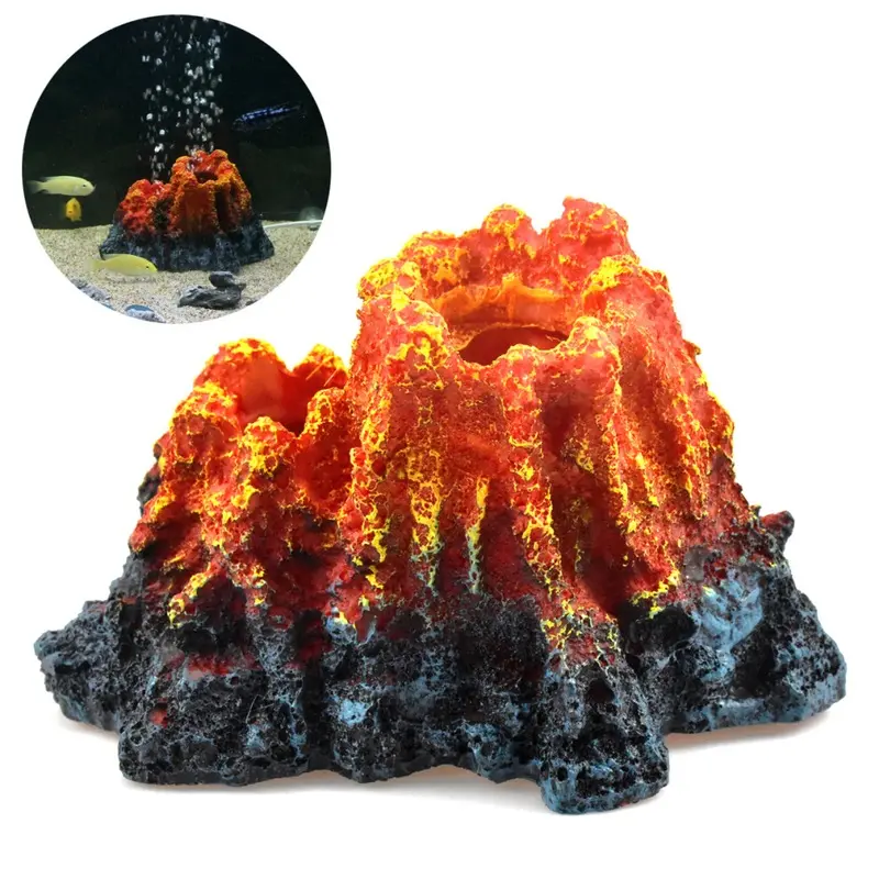 Nivofu Aquarium Volcano Ornaments Fish Tank Decoration With Air Bubbler