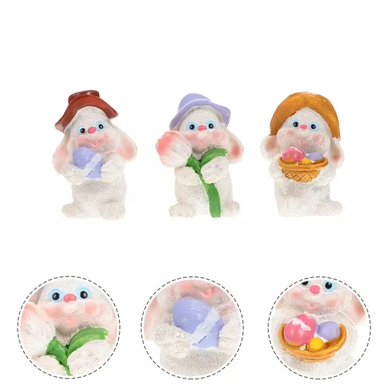3 Pcs Mini Resin Figurines Crafts Fish Tank Landscaping Ornaments Cake Size 3