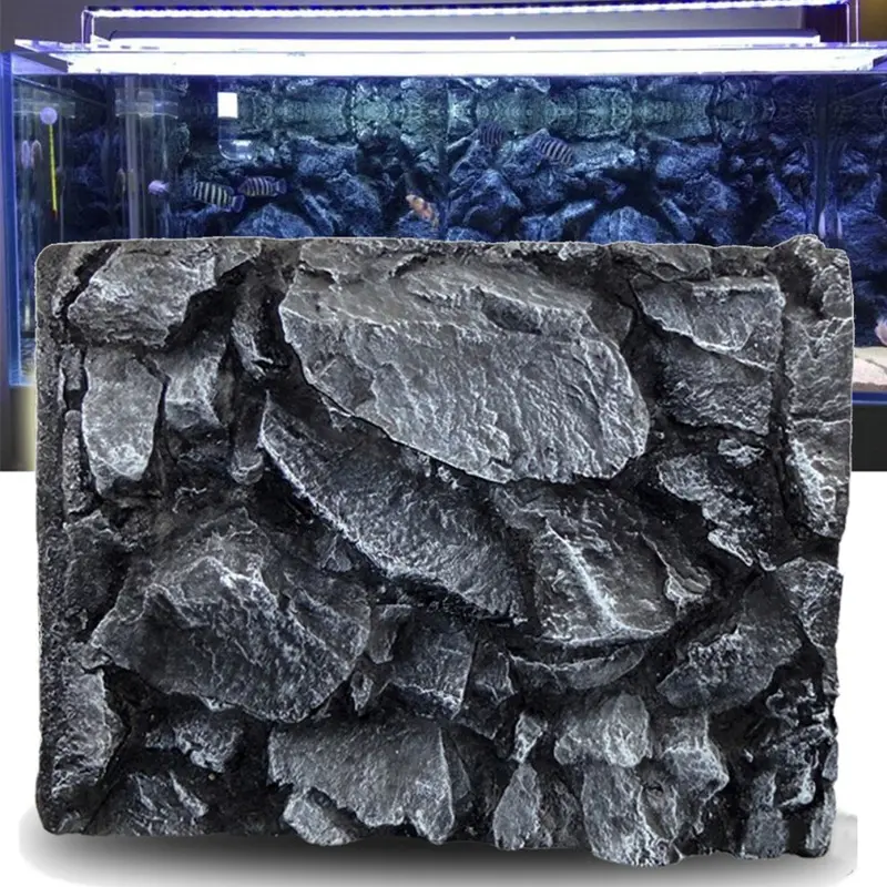 3D Rock Stone Aquarium Background Reptile Fish Tank Backdrop Decorations Size 3
