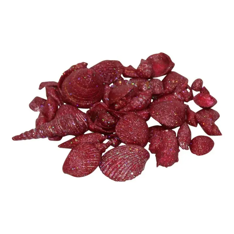 Fornord Red Decorative Sea Shells Glitter Aquarium Display DCor