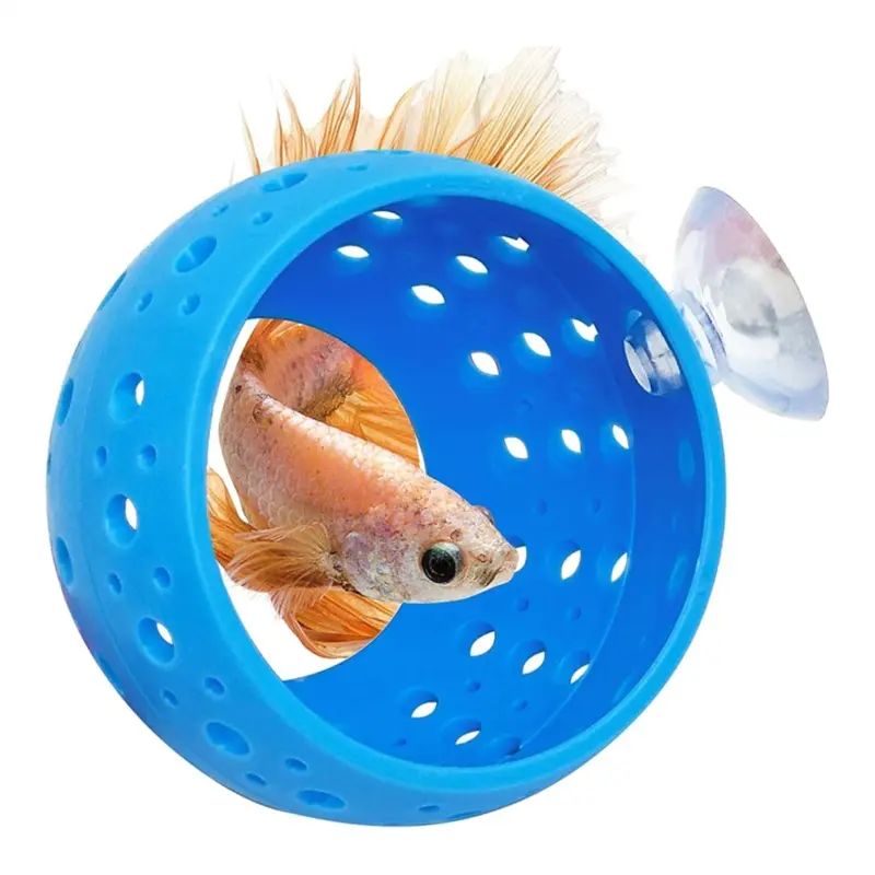 Markenlos Blue Bettas Tunnel, Aquarium Fish Hideout With Suction Cup