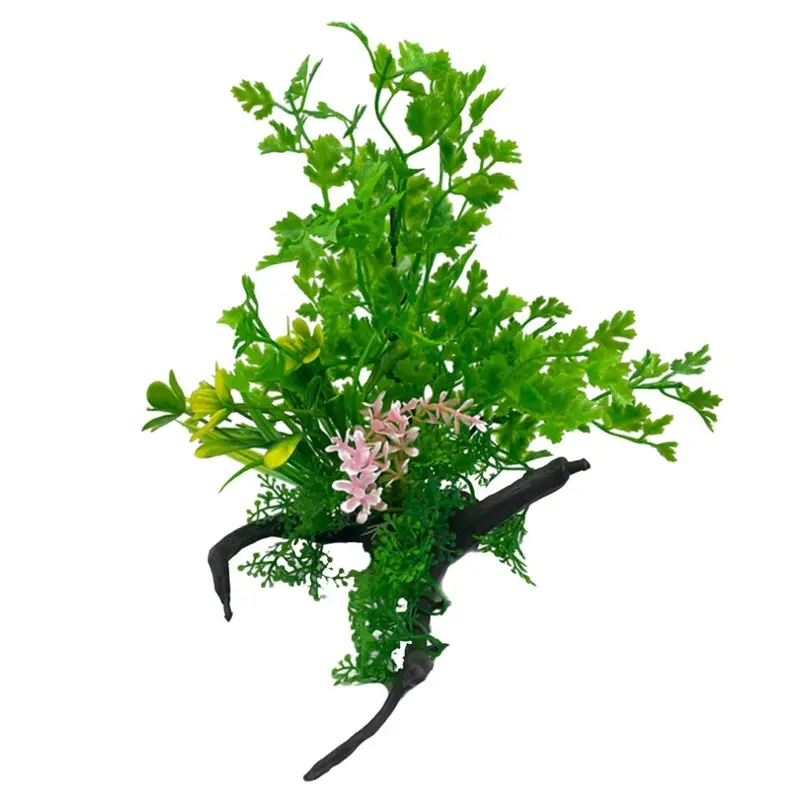 Swell Uk Swell Coriander Combination On Dead Wood Artificial Plant Aquarium DCor