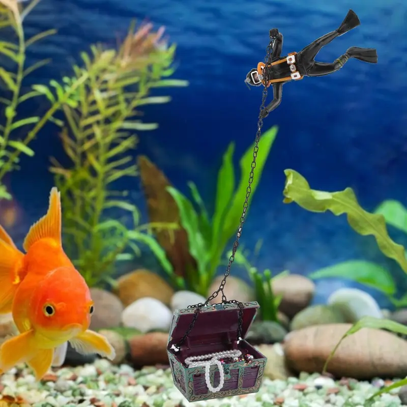 Creative Aquarium Ornament Treasure Hunting Frogman Ornaments Fish Tank Decoration