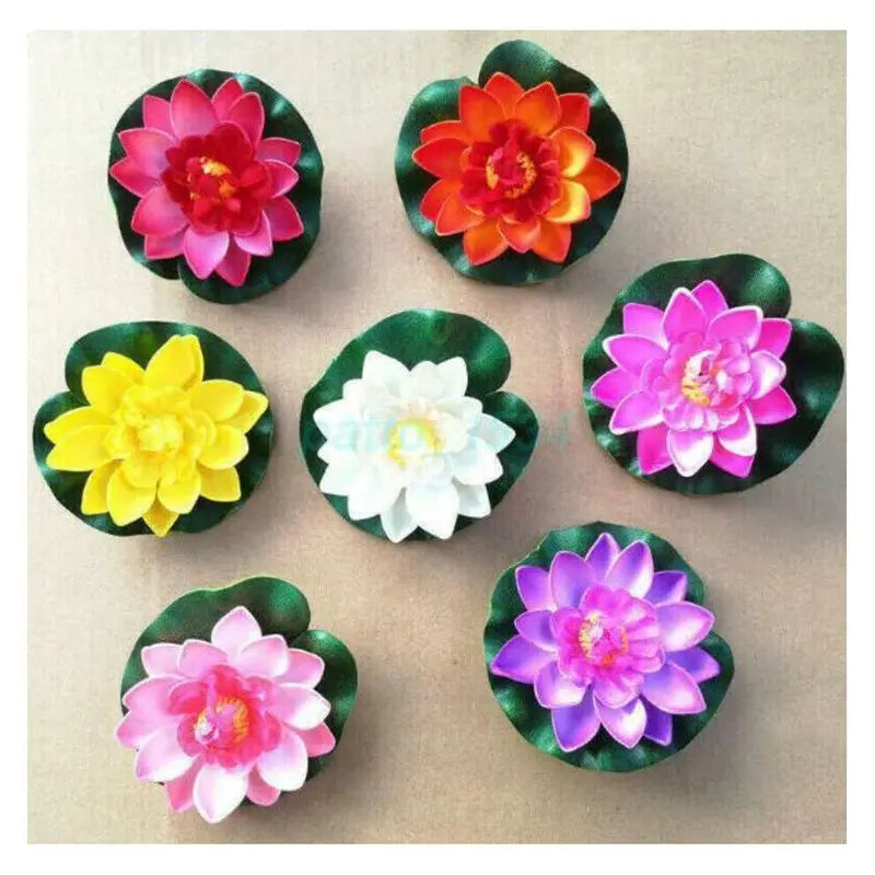 Paktoo (Random Color) 10Pcs Artificial Foam Lotus Flower Water Lily 9Cm