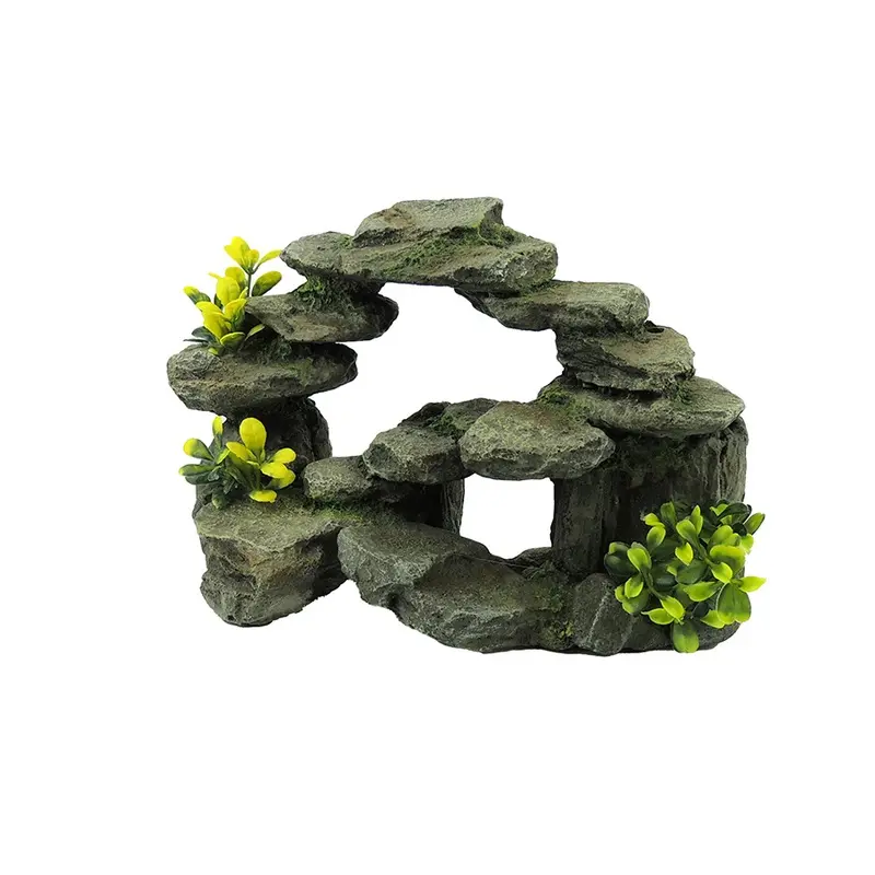Classic Aquatics Rocky Arch With Plants Aquarium Ornament