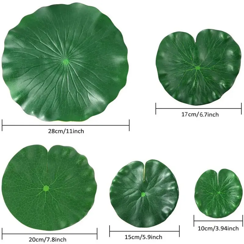 Jojomino Pieces 5 Kinds Artificial Floating Foam Lotus Leaves Lily Pads Size 15