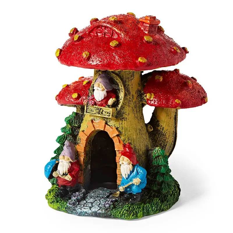 Pets At Home Mushroom House With Gnome Aquarium Ornament