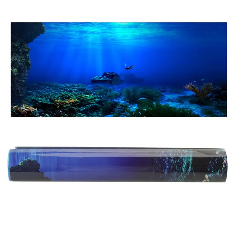 Adhesive Seaworld Background Poster For Aquarium Fish Tank Decoration 122 X 46Cm
