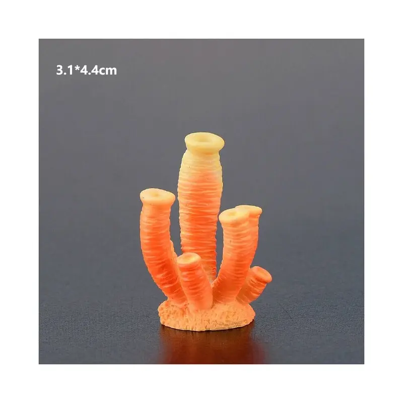 Orange/Coral ((3.1*4.4Cm)) Resin Colorful Aquarium Mini Ornament Fish Tank