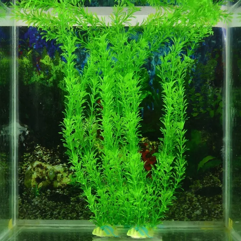 Panytow Green Plastic Aquarium Artificial Plant, 12-Inch, Style-12, Plant Size 30
