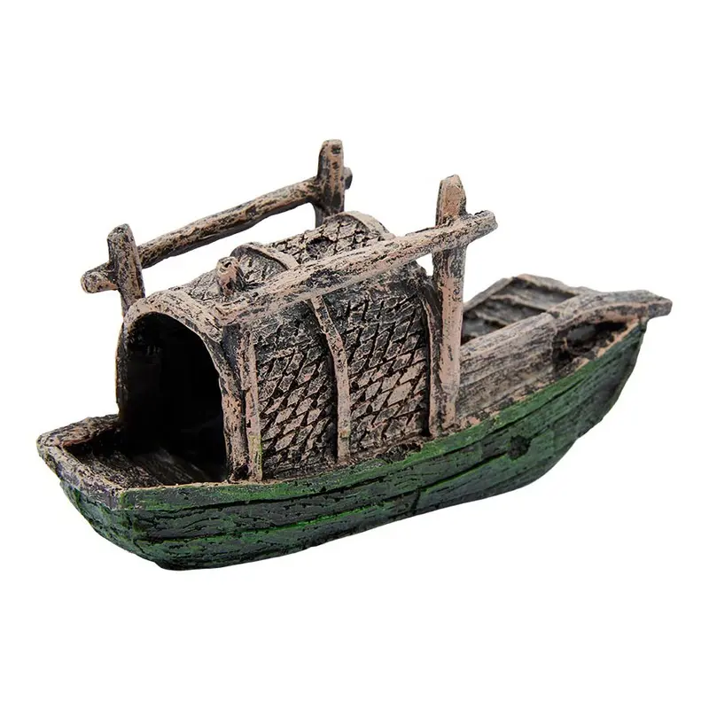 Pets At Home Old Fishing Boat Aquarium Ornament Brown