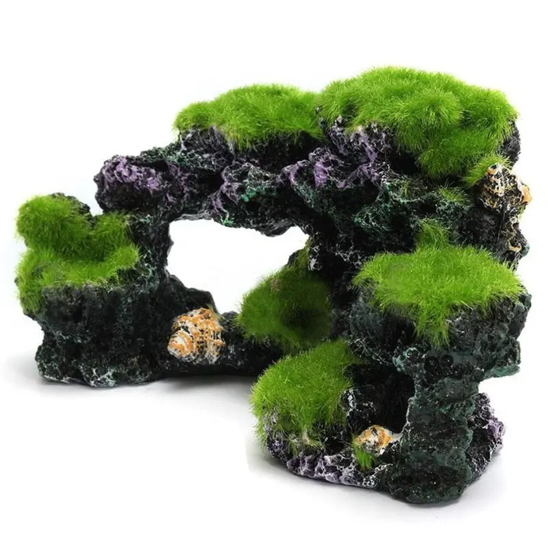 Coral Aquarium Mountain View Reef Rock Cave Ornament Stone Moss Fish Tank Decor