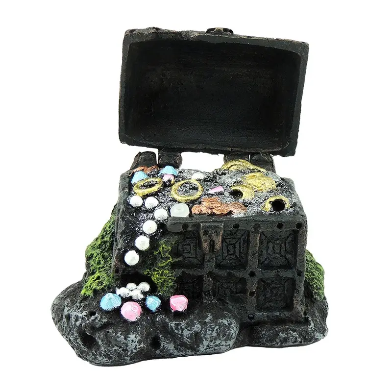 Classic Aquatics Glitter Treasure Chest Polyresin Aquarium Ornament
