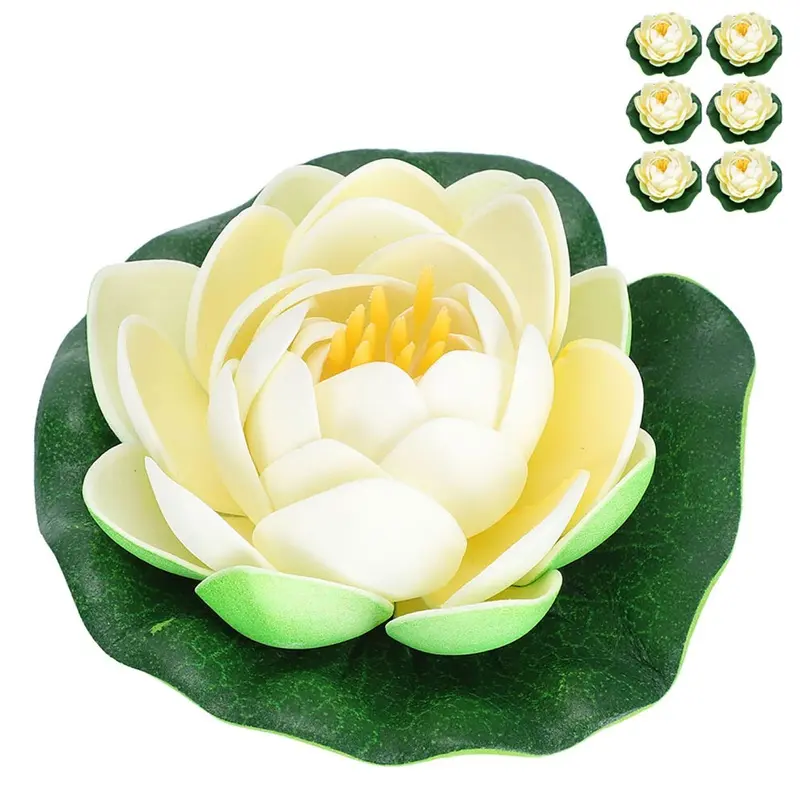 6 Pcs Lotus Flower Mini Plastic Flowers Multicolored Simulation For Aquarium Small