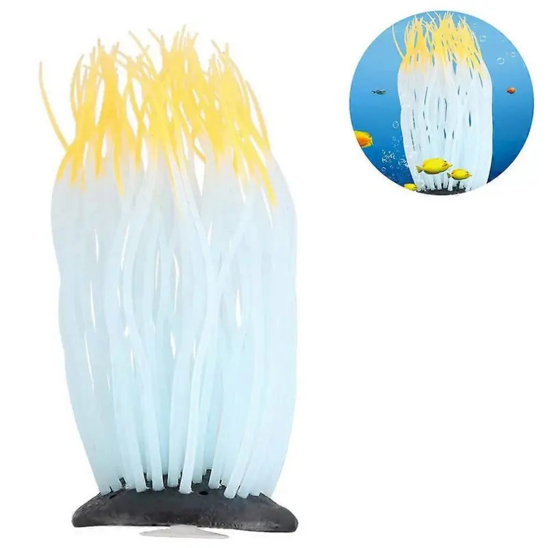 (As show, One size) Aquarium Decoration Glowing Artificial Sea Anemone, for Aquarium