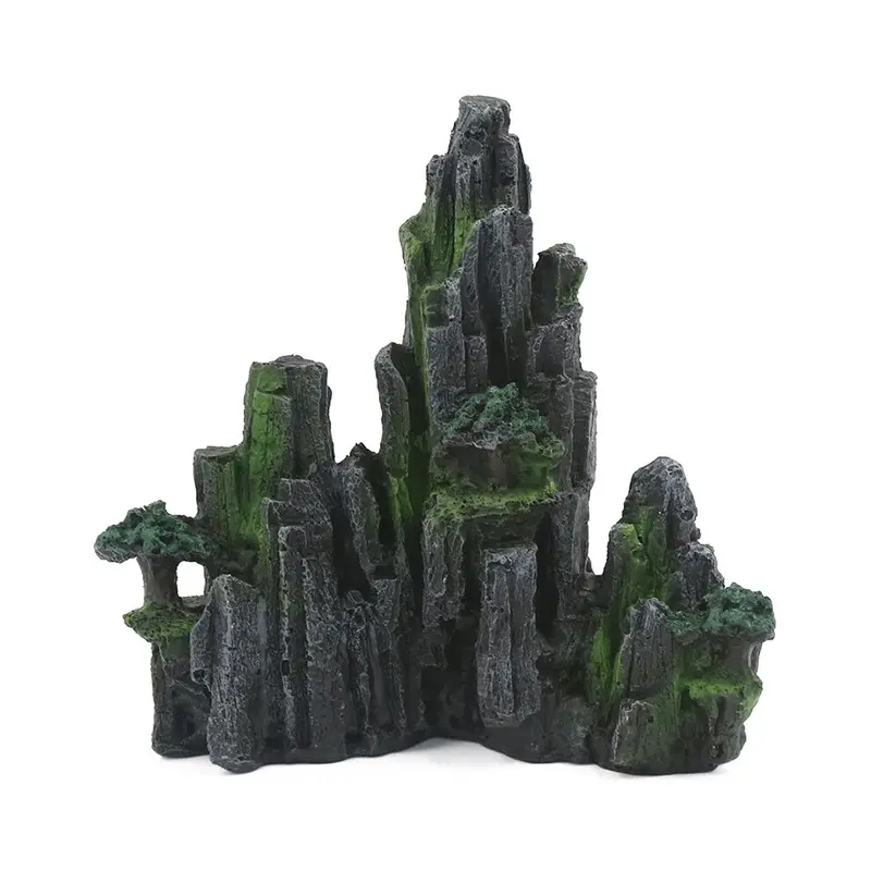 Spactz Aquarium Ornament Resin View Rock Decorating Fish Tank-B
