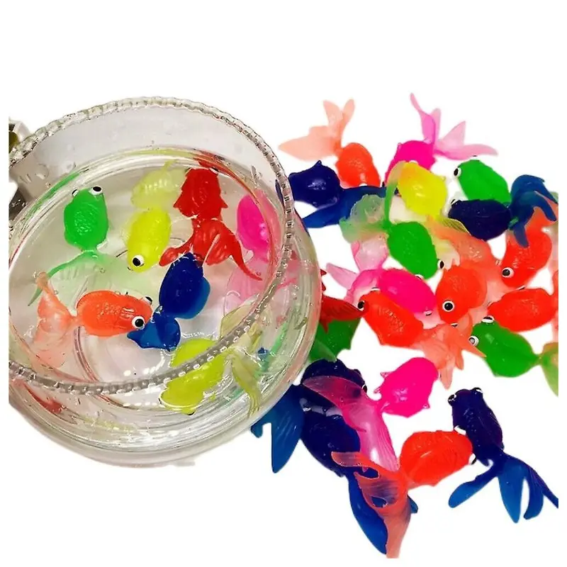 Gold 20Pcs Rubber Simulation Fish Fish Kids Toys Decoration Bath Toys Small