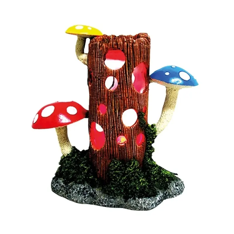 Nobby Pet Rouge Aquarium Decoration Trunk And Mushrooms With Led