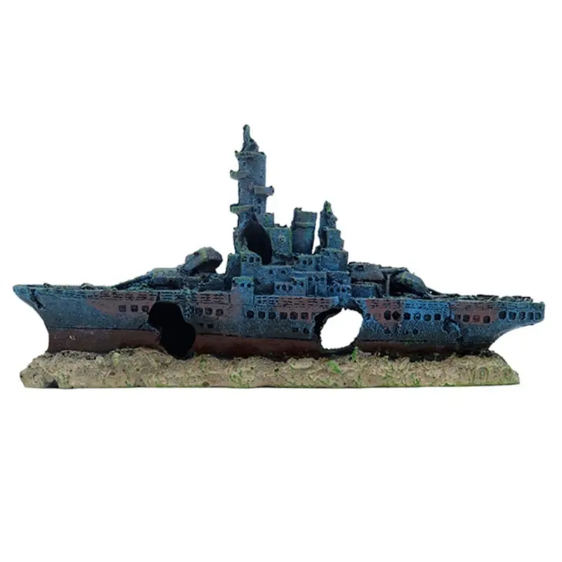 Torribaly Jjbrdz Aquarium Shipwreck Fish Tank Landscaping Resin Crafts,B