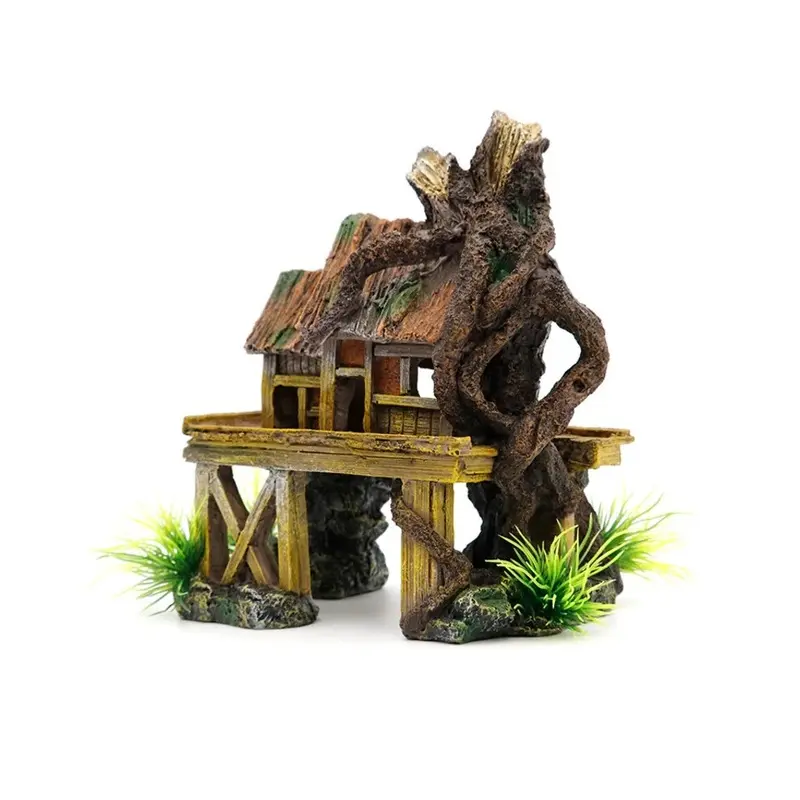 Aquarium Decoration Artificial Fish Reptile Building Ornaments Decor Size 2