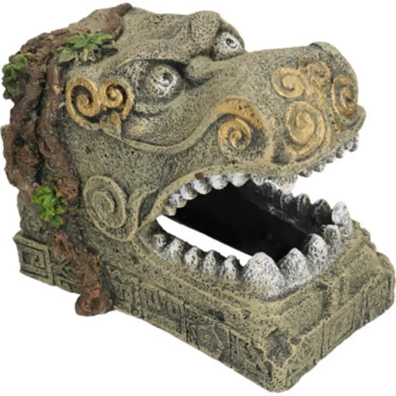 Ab Tools Aquatic Aquarium Decor Serpent Head Tomb Fish Tank Ornament 14X10x12cm Blue
