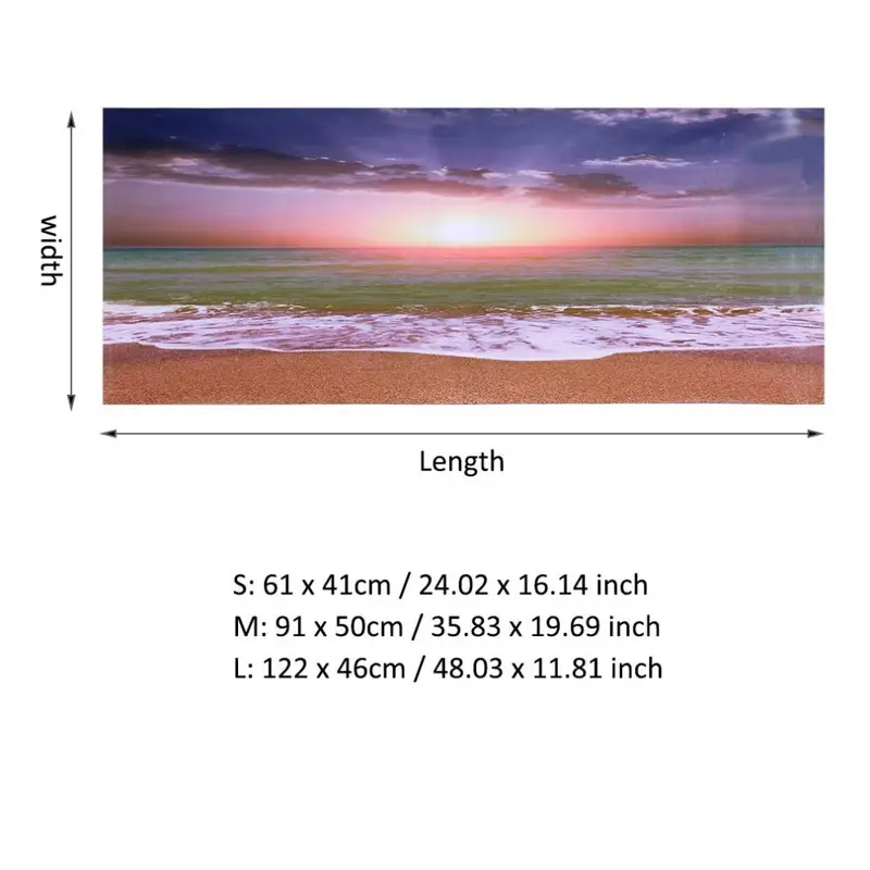 3D Effect Adhesive Beach Sunset Poster for Aquarium Fish Tank Decoration (M)