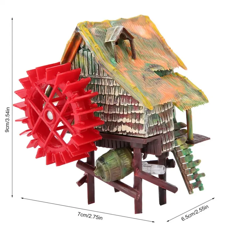 Fish Tank Landscaping Decoration Pneumatic Aerated Waterwheel Hut Water Truck) Small