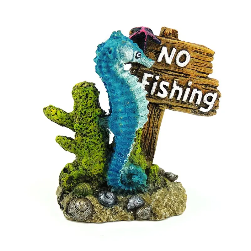 Classic Aquatics No Fishing And Seahorse Ornament