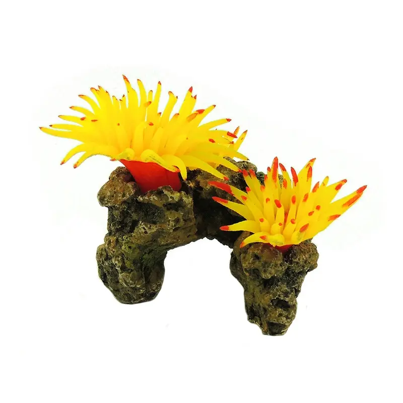 Classic Aquatics Rubber Spider Corals On A Rock Ornament