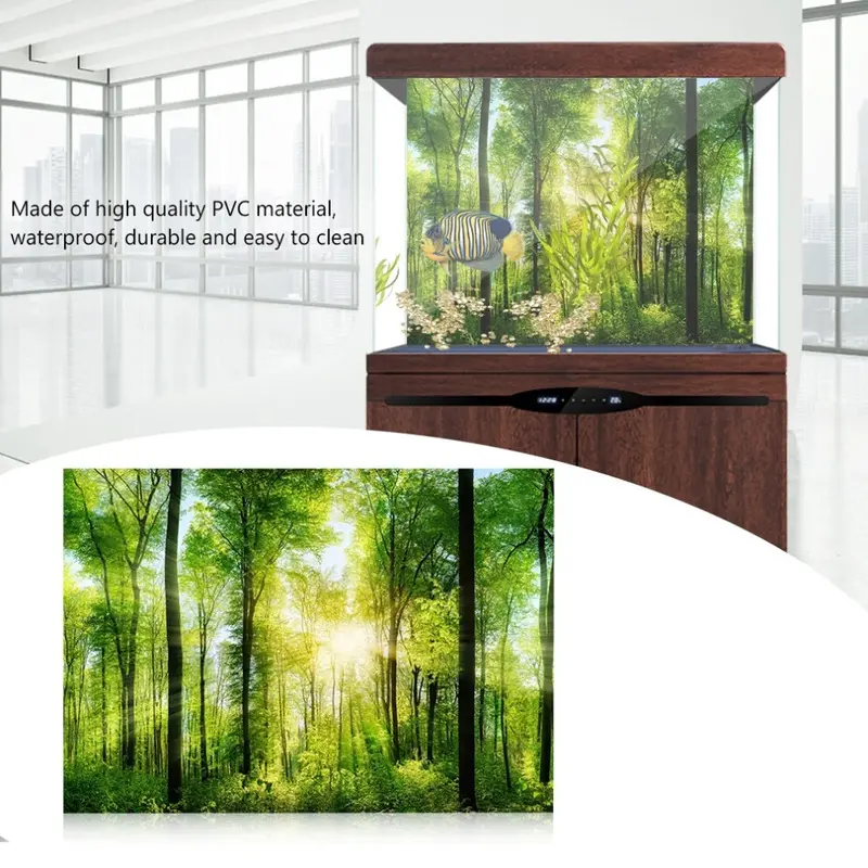 3D Effect Adhesive Forest Poster For Aquarium Fish Tank Decoration 61 X 41Cm