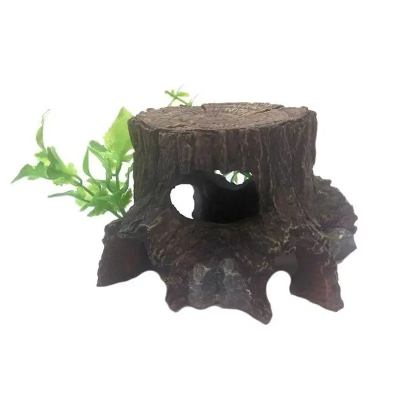 Betta Tree Stump And Plants For Fish - Medium