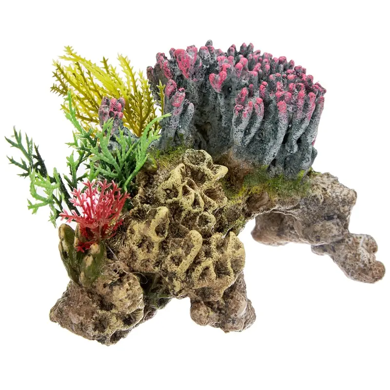 Nobby Coral Stone with Plants Aquarium Ornaments, 15.5 x 9 x 10.5 cm