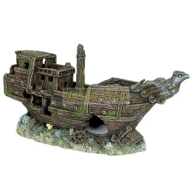 Betta Aquarium Fish Tank Ornament Shipwreck 1Piece Ms900 Size 1