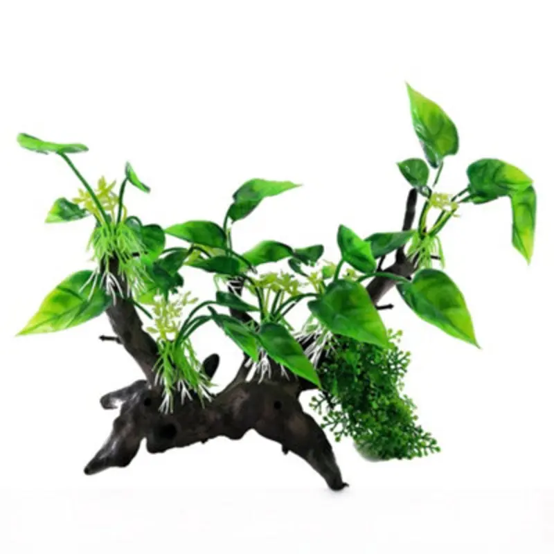 Swell White/Green Sweet Potato Vine Leaves On Dead Wood Artificial Plant
