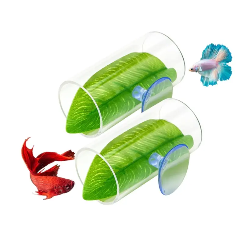 Markenlos Pack Betta Fish Acrylic Tube Tunnel,Bettafish Leaf Pad Size 2