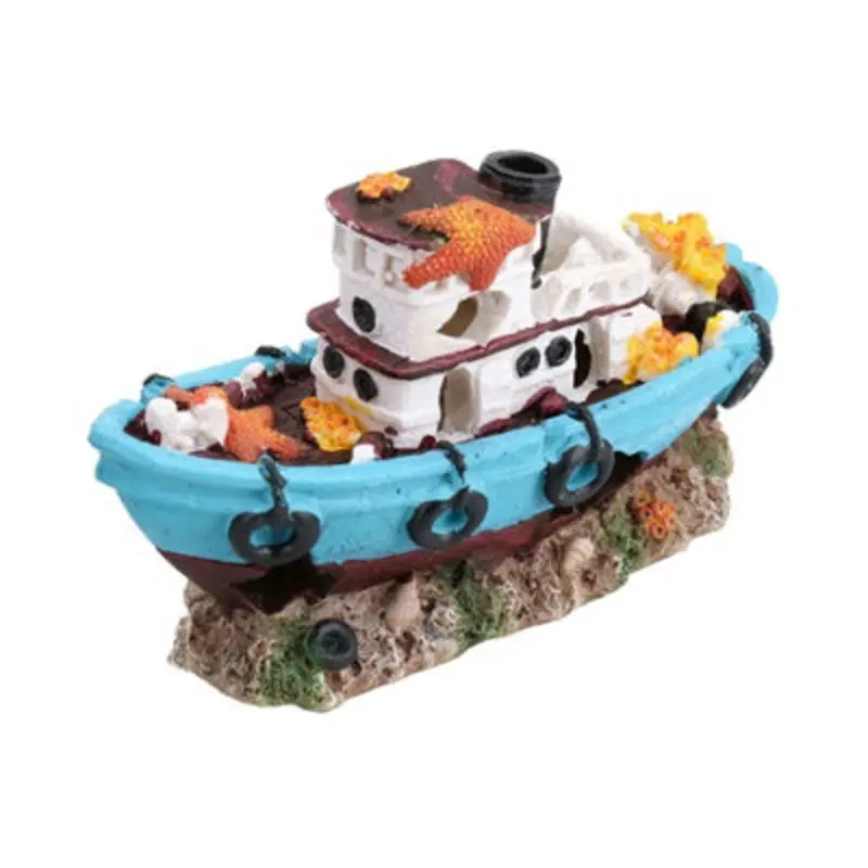 Ab Tools Aquatic Aquarium Decoled Boat Ship Wreck Fish Tank Ornament 7X10x18cm Light