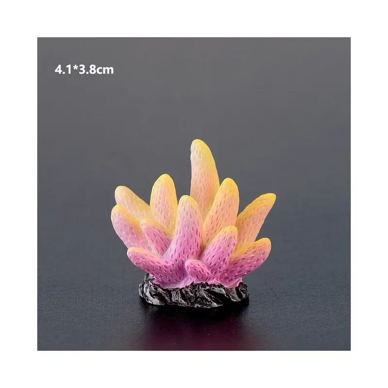 Pink/Yellow/Coral ( (4.1*3.8Cm)) Resin Colorful Aquarium Mini Ornament Fish Tank