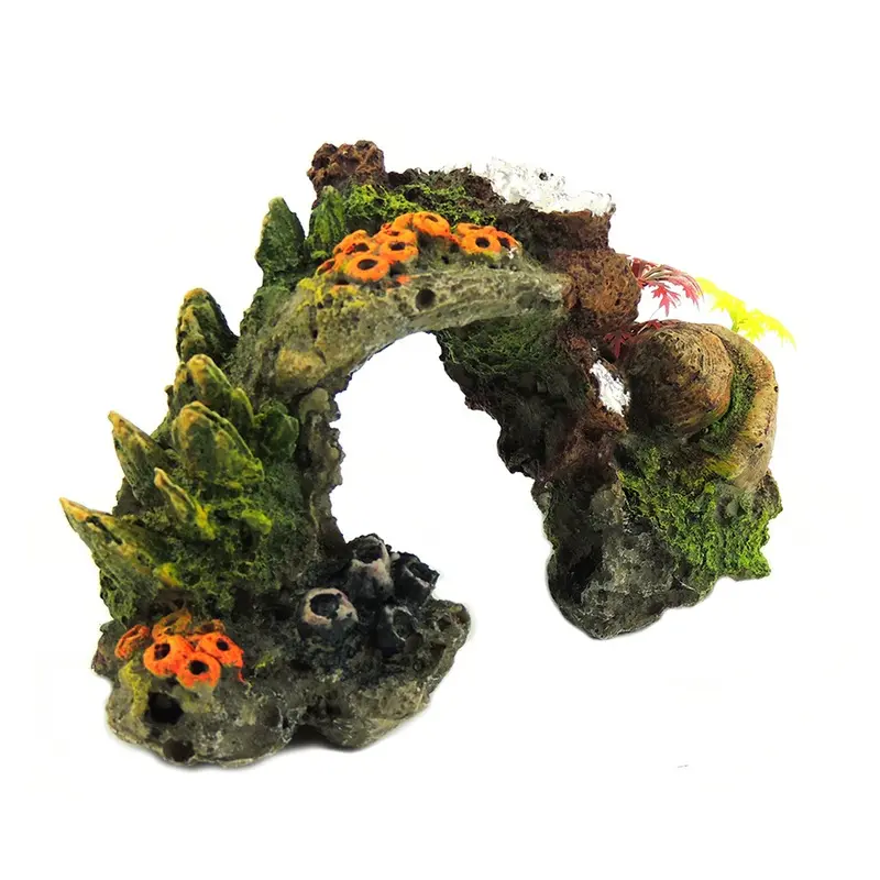Classic Aquatics Coral Stone With Plants Polyresin Aquarium Ornament