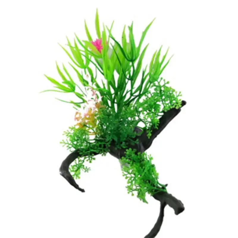 Swell Pink/Purple Watergrass Combination On Dead Wood Artificial Plant - Small