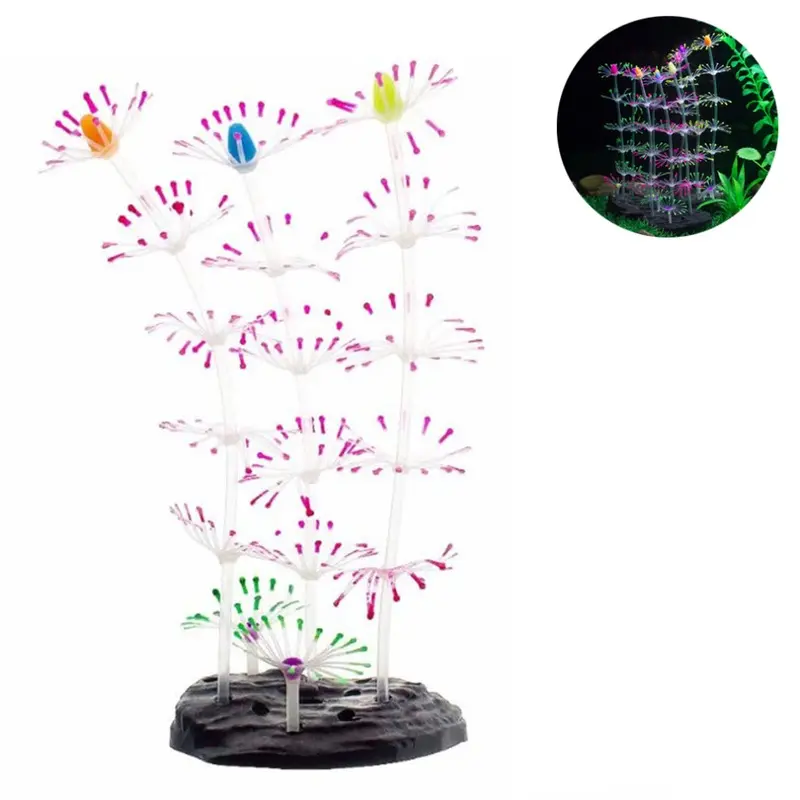 Limbo Glowing Effect Silicone Artificial Sea Anemone/Strip Plant For Fish Tank