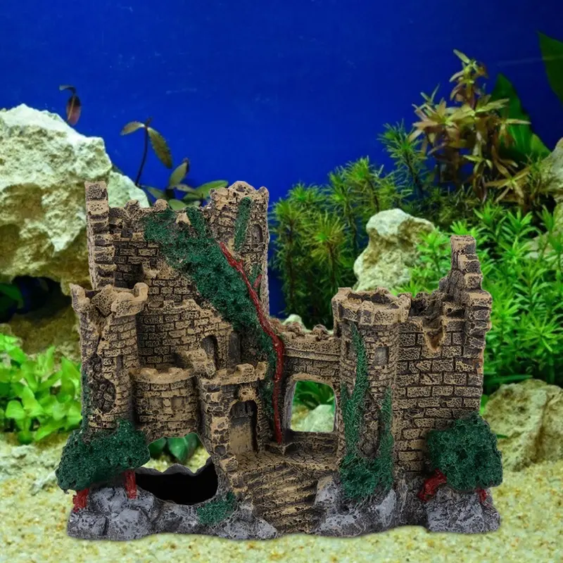 Resin Vintage Western Castle Ornaments Landscape Decoration for Aquarium Fish Tank