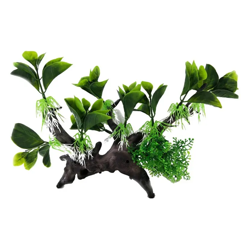 Swell Uk Green Swell Banyan Leaves On Dead Wood Artificial Plant Aquarium DCor