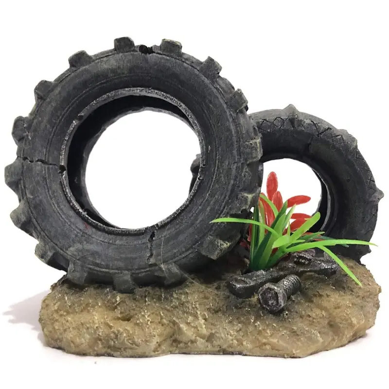 Slocme Aquarium Tyre Decorations - Resin Material Tyre Decorations