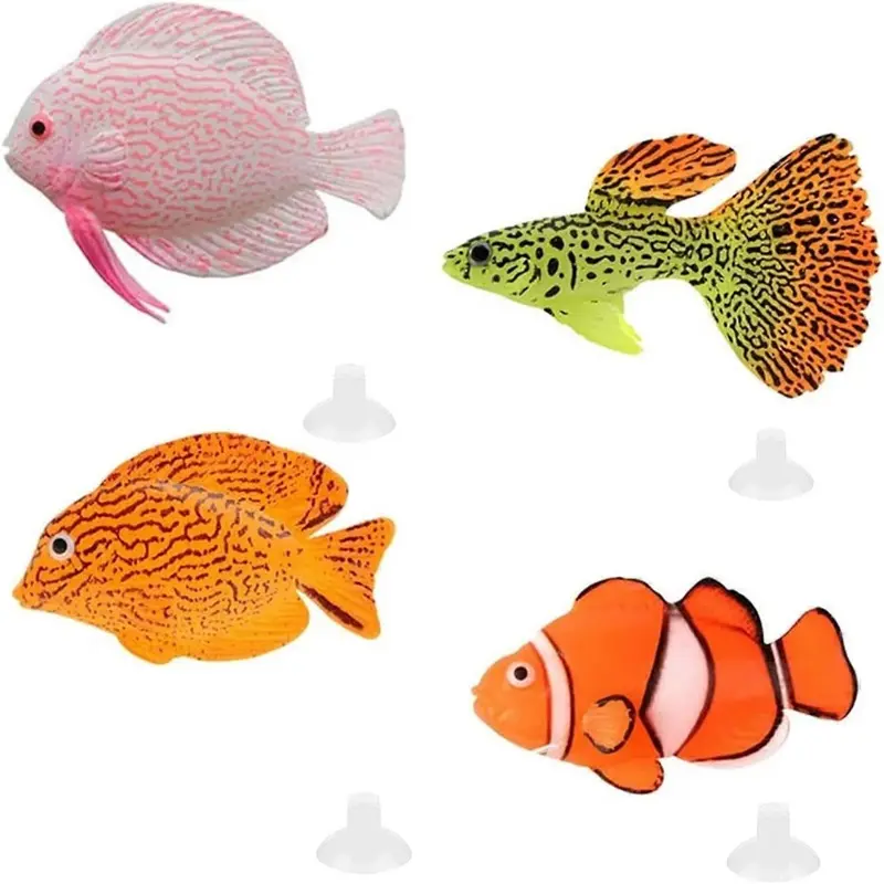 (As Show, One ) Set Of Artificial Fishes For Colorful Aquarium Decoration Size 4