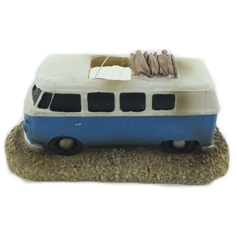 Aquarium Blue Surf VW Camper Van Fish Tank Surfer Decoration Ornament - MS847