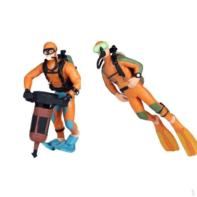 Maxpower 2/Set Miniature Diver Figures Adventure Aquarium Layout Decoration Figurine