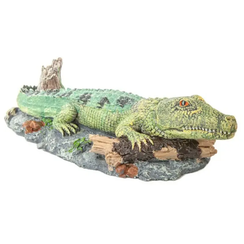 Betta Green Aquarium Ornament Air Action Crocodile Detailed Decoration 22Cm