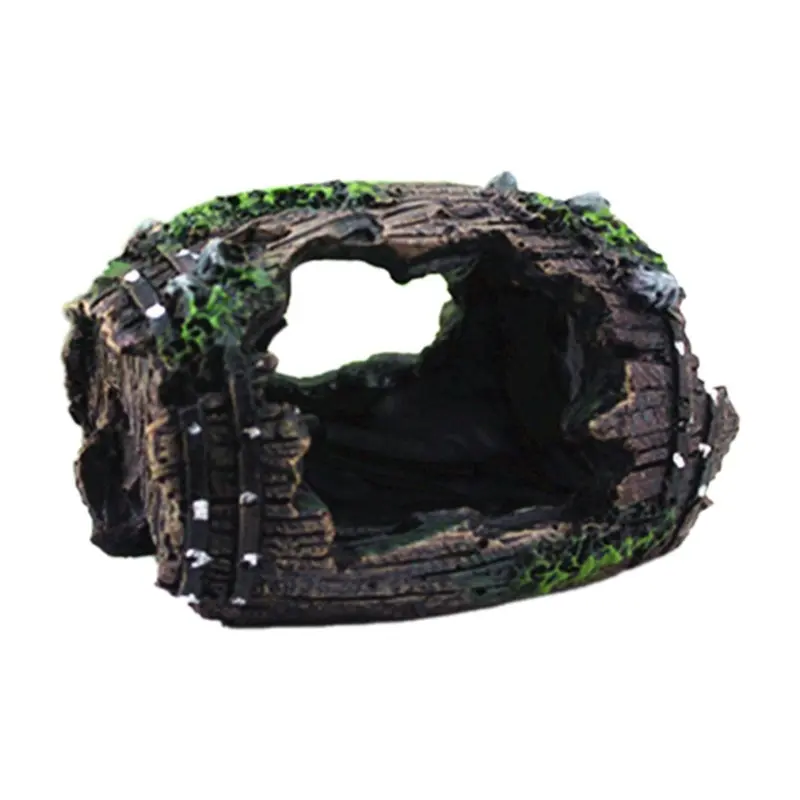 Spactz Black -Aquarium Artificial Barrel Cave Resin Ornaments